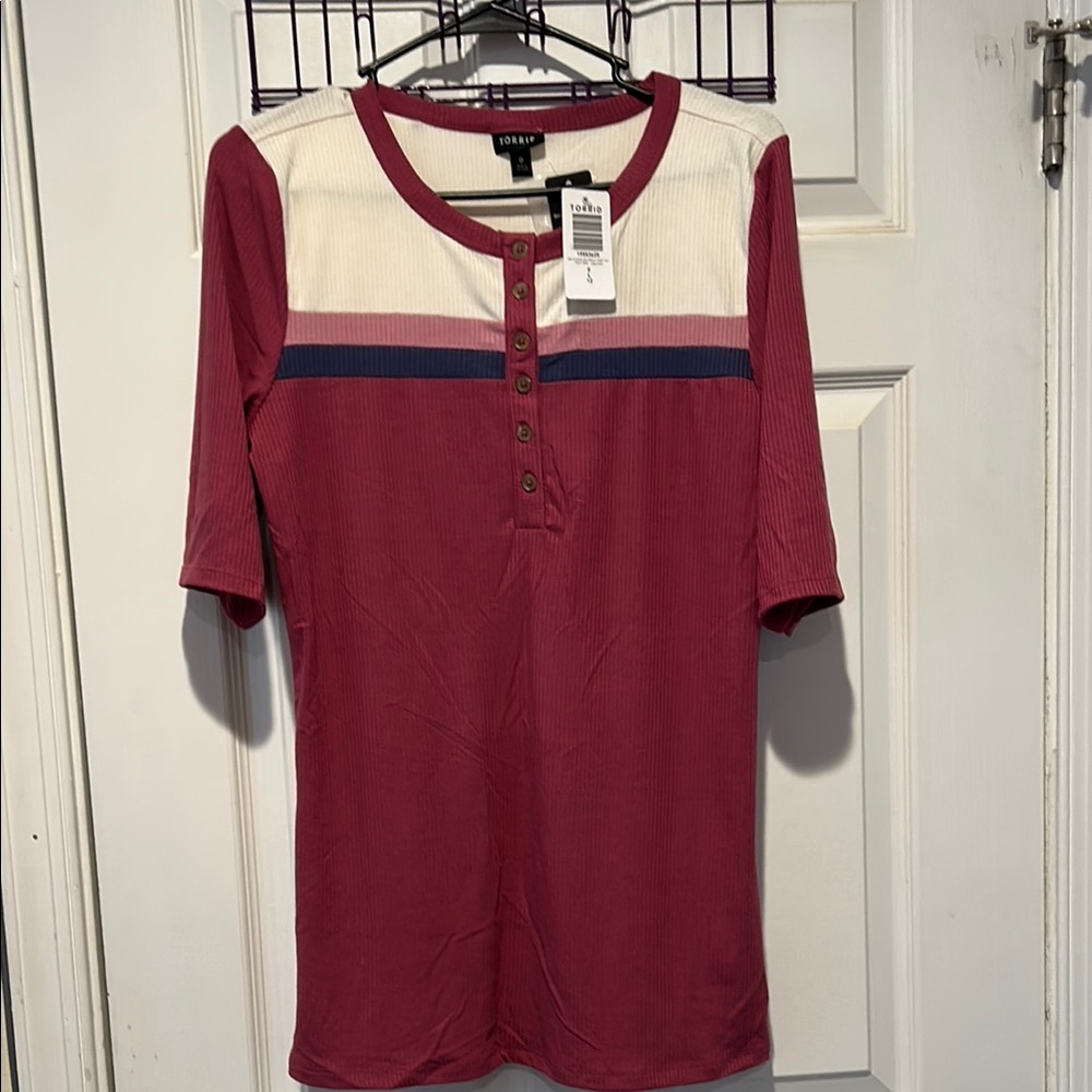 NWT Torrid color block Henley